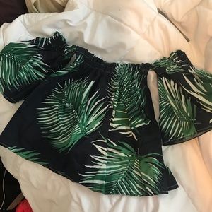 Palm off the shoulder shirt